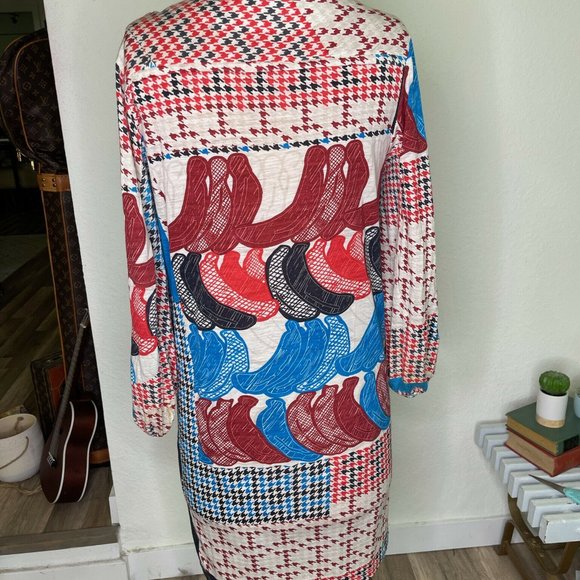 Tsumori Chisato Womens Multicolor Textile Long Sleeve Midi A Line Dress Size 2 - Picture 2 of 12